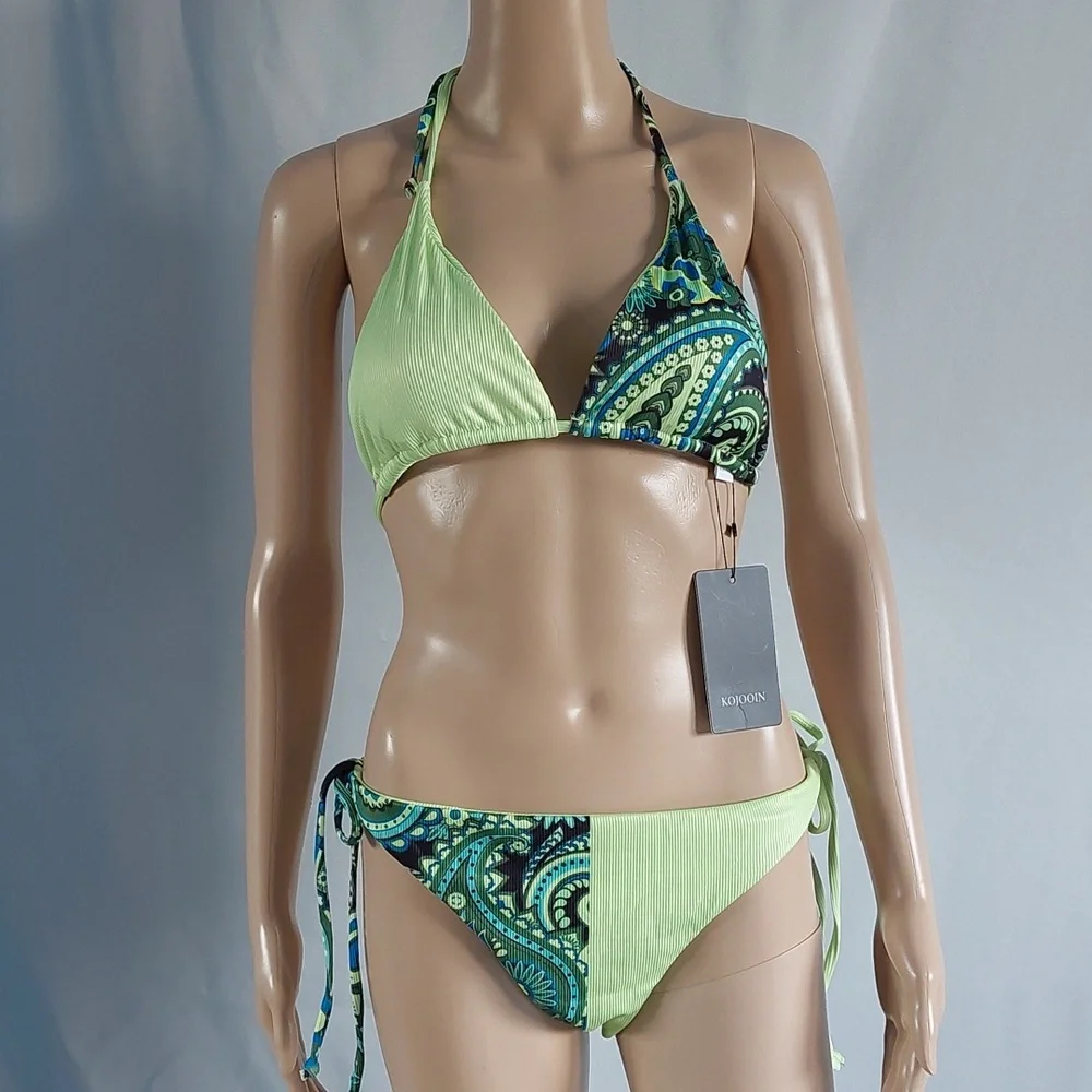 Bikini womens swimsuit two piece Green‎ size XL